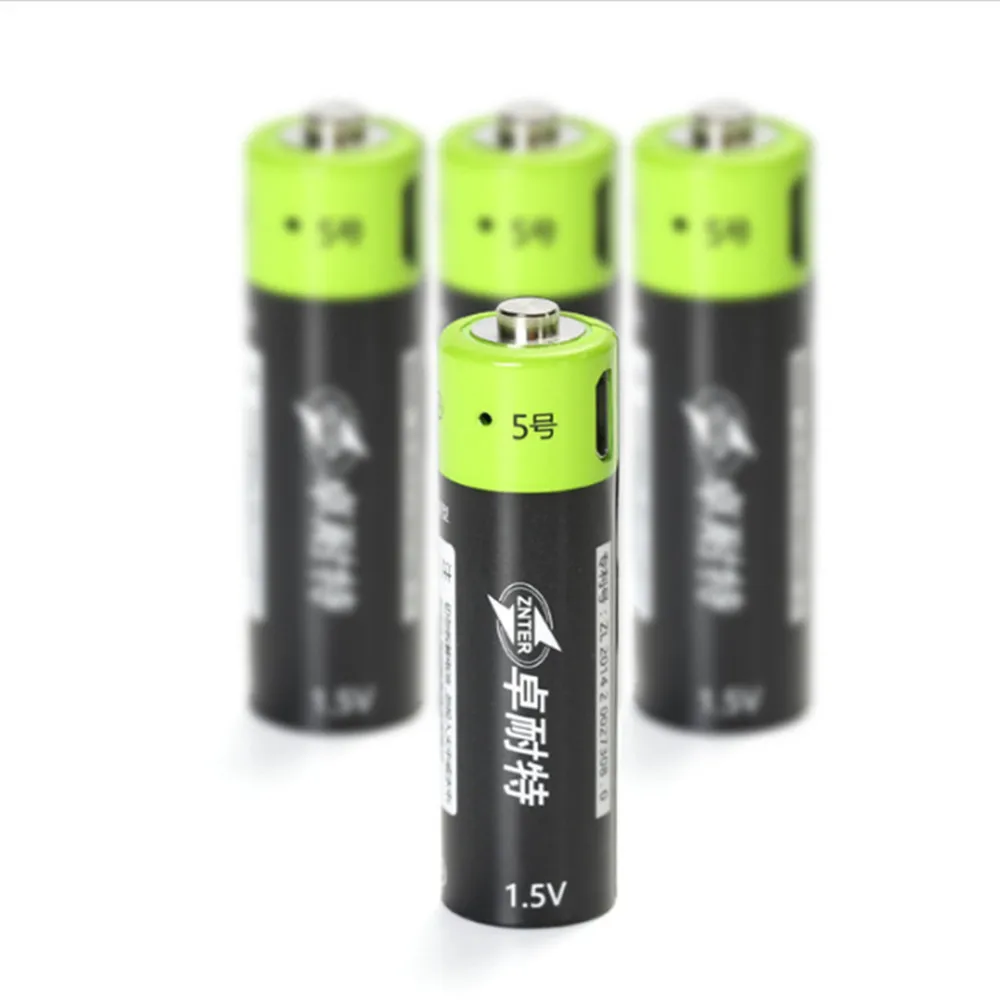 ZNTER AA перезаряжаемая батарея 1,5 V AA 1250mAh usb зарядная литиевая батарея с микро USB кабелем