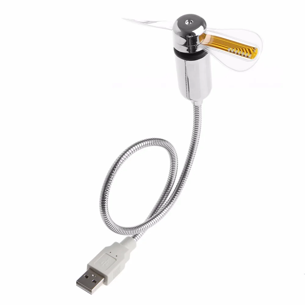 Гибкий USB светодиодный вентилятор-часы с дисплеем в реальном времени для ноутбука