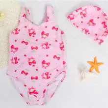 Детский купальник для девочек, купальник с боди, комплект для малышей, купальник, Шапочка+ сумка+ очки+ беруши