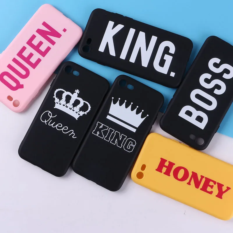 Lover Boss Honey King Queen Мягкий ТПУ силиконовый матовый чехол Fundas для iPhone 12 11 Pro 6 6S 5 8 8Plus X XS
