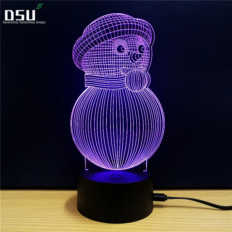 

Snowman 3D Led lamp Novelty Gifts 7 Colors Changing Animal Led Night Lights Desk Table Christmas Decoration TD119