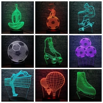 

Sporting series 3D Multicolor LED Night light Lamp Roller Skates Child Christmas Gift Table Lamp USB for Child Gift Novelty LAVA