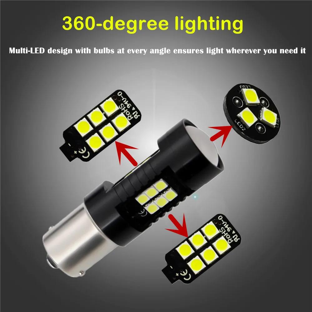 2 шт. 1156 BA15S светодиодные лампы P21W Led R5W 21 3030SMD авто светильник лампы Задний фонарь белого и желтого цвета, желтый красный 12V автомобильный сигнал поворота светильник