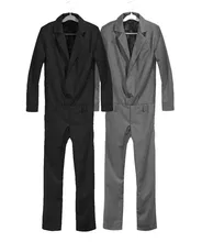 2017 New Men’s Elegant Fashion Cool Overalls Dungarees Casual Brand One Piece Jumpsuit Pants Trousers Black/Dark Gray Salopette