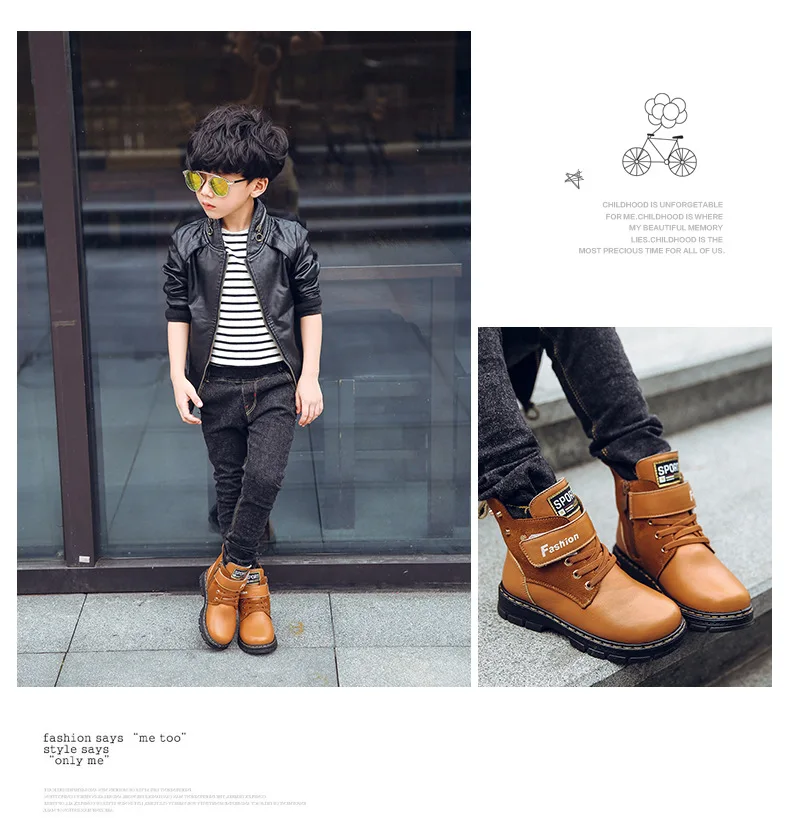 NEW Girls Martin Boots Boys Shoes botte enfant fille PU Leather Children Boots Fashion Toddler Kids Boots Warm Winter Boots