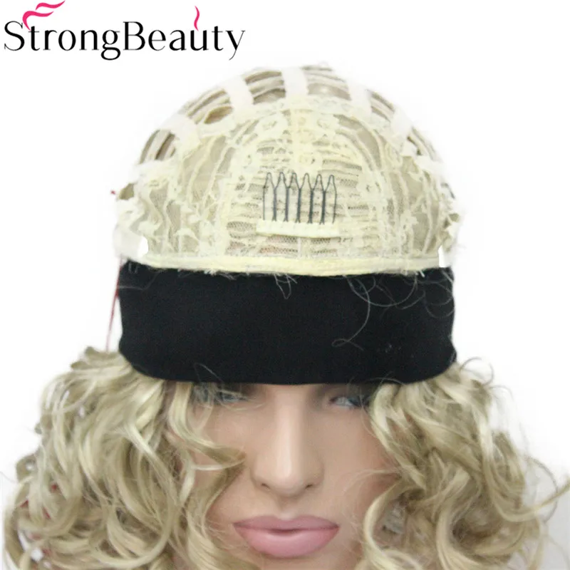 StrongBeauty Короткие вьющиеся синтетические парики с головной повязкой женские