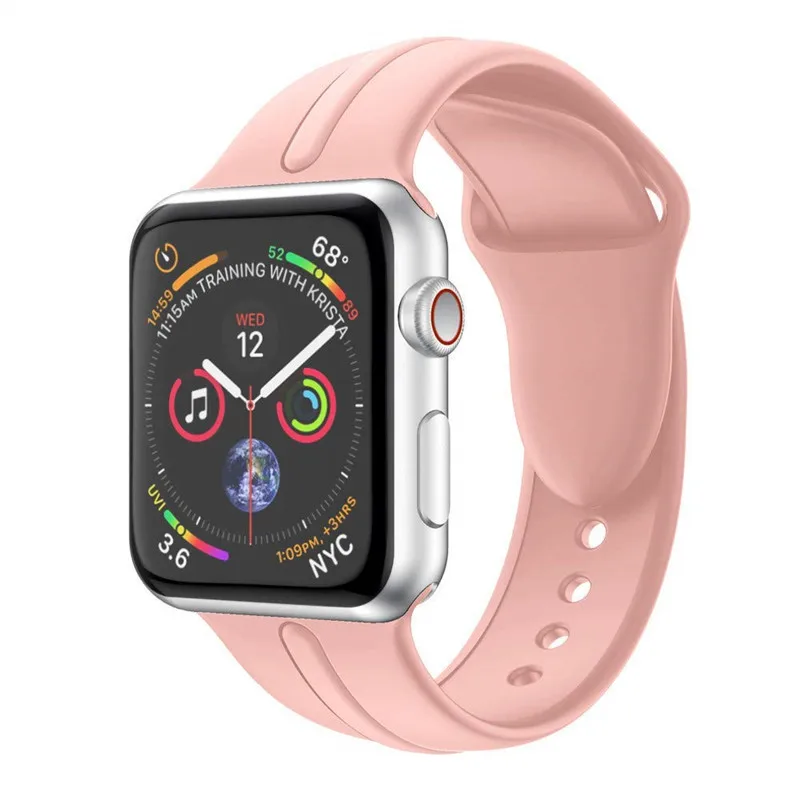 Спортивный ремешок для Apple Watch Series 4 44 мм 40 мм пояс, мягкие силиконовые спортивный ремешок замена наручные браслет для iWatch ремешки