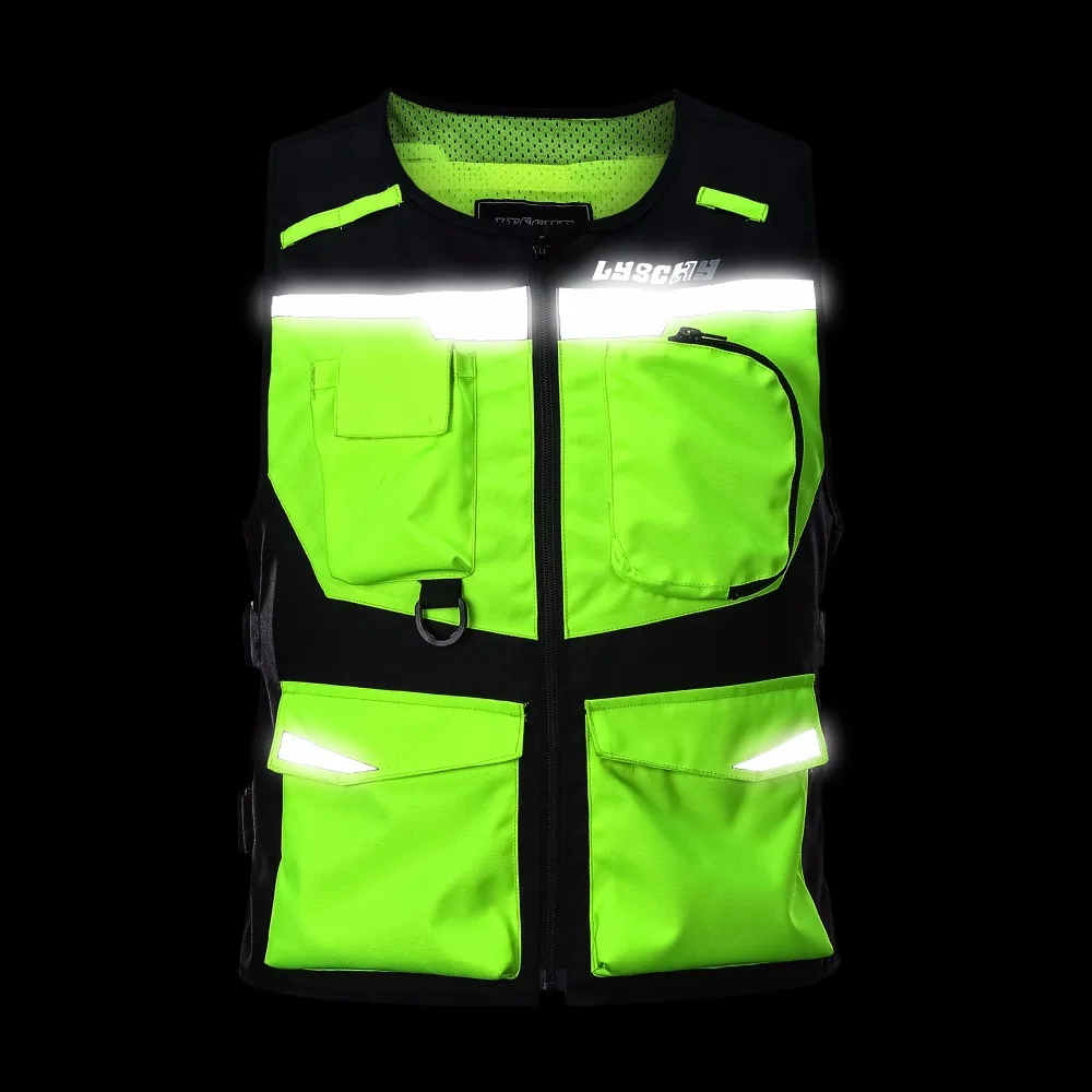 

LYSCHY Motocross Vest Waterproof High Visibility Reflective Vest Motorcycle Cycling Outdoor Riding Racing Safety Jacket