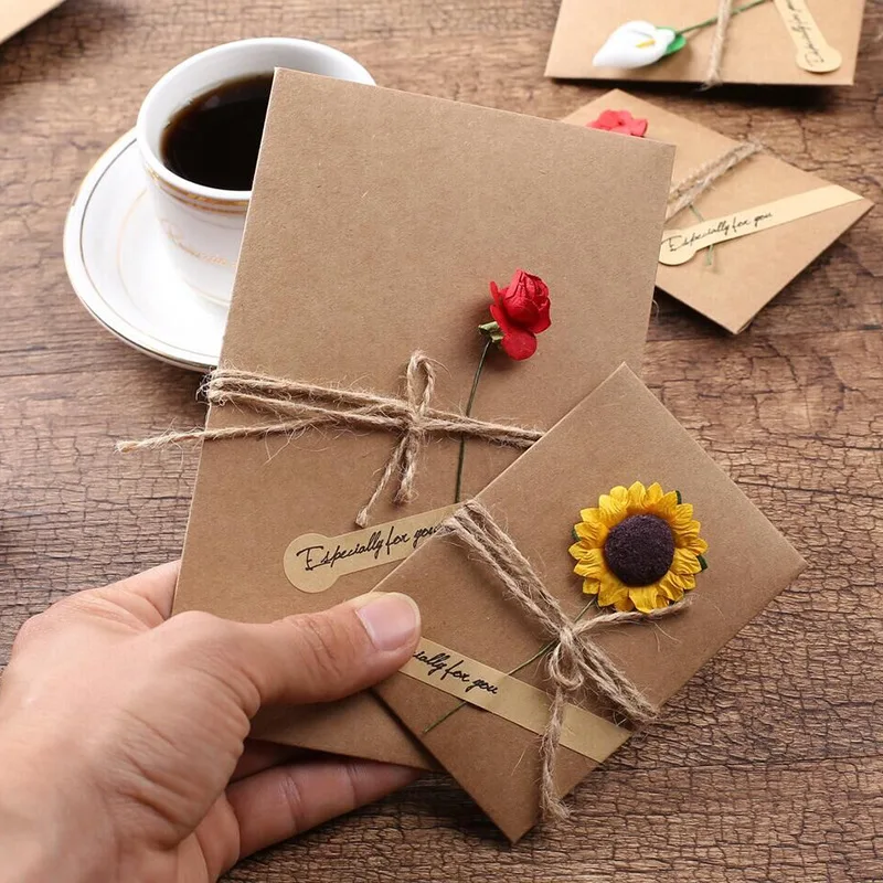 17,5X11 см 1 комплект винтажный крафт-бумажный конверт ручной работы цветочный конверт карта с бумажной наклейкой подарочные Канцелярские конверты