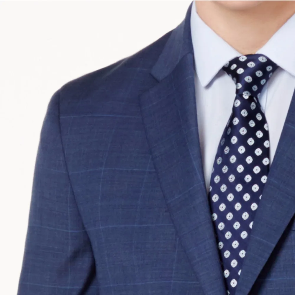 Navy Blue Glen Check Men Suit Custom Made Suit Slim Glen Plaid Two-piece Suit Men Prince Of Wales Checkered Suit with Windowpane