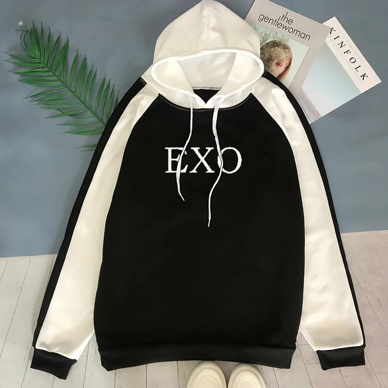 Женская куртка с капюшоном Exo Kpop модная одежда в Корейском стиле Харадзюку