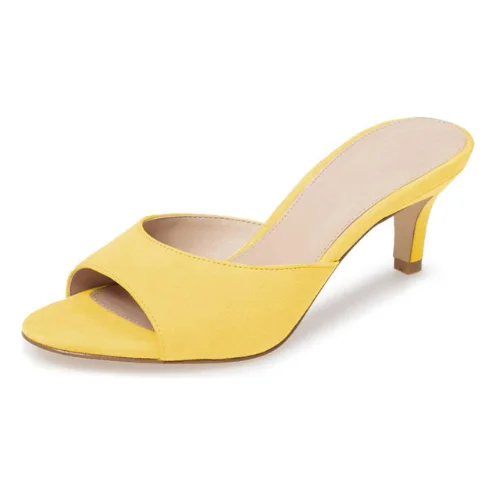 Kmeioo/Женская обувь; женские удобные домашние туфли с открытым носком на низком каблуке; сандалии-шлепанцы без застежки; модельные туфли-лодочки; размеры 5-15; американские летние шлепанцы - Цвет: Yeloow