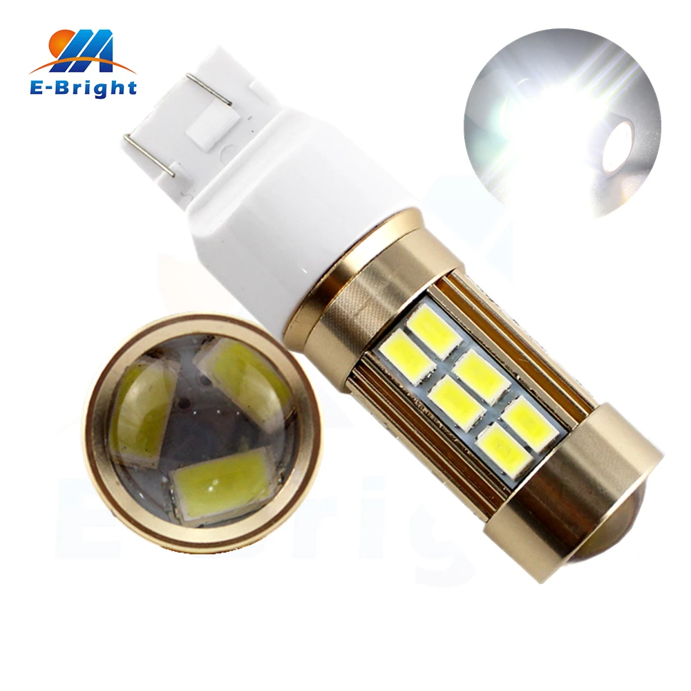 

12V T20 7443 Base Lens 3.6W 5630 27 SMD Led Bulb Turn Signal Brake Reverse Tail Warning Daytime Runing Light White Free Shipping