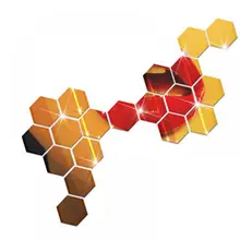 3D Mirror Hexagon Removable Creative Jigsaw Wall Sticker Living Room Household Adornment  Decal Home Decor Art Diy Hot Sale