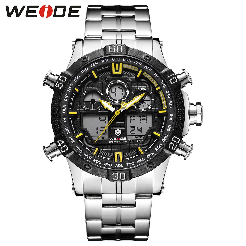 WEIDE Кварцевые Спортивные Наручные Часы повседневные Оригинальные мужские часы