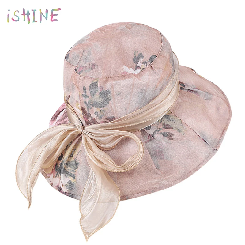 

Women Cotton Sun Hat Wide Brim Edge Summer Sunproof Anti-UV Foldable Beach Hat Ladies Outdoor Mesh Bowknot Hats Cap