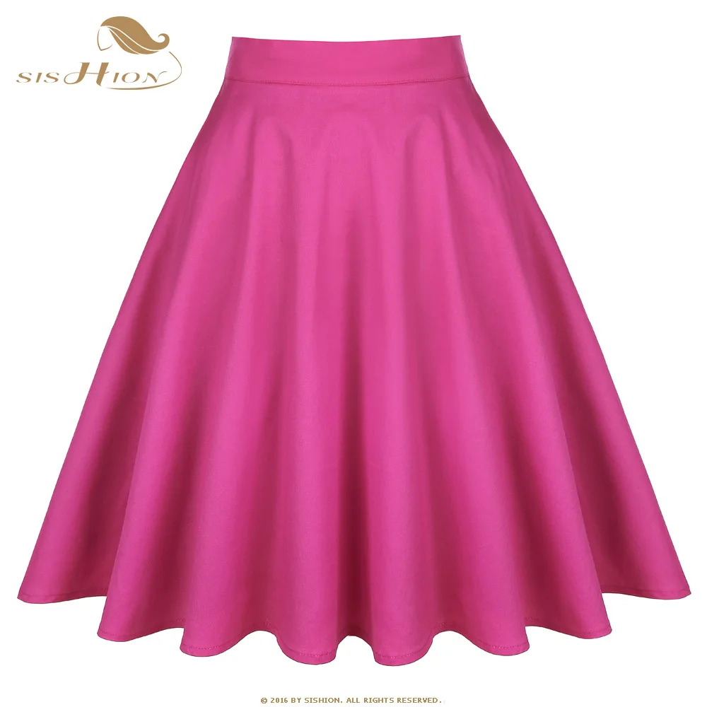 SISHION, женские юбки размера плюс, s jupe femme VD0020, высокая талия, фламинго, летняя юбка, хлопок, falda mujer, юбка-пачка, сексуальная женская юбка - Цвет: Розово-красный