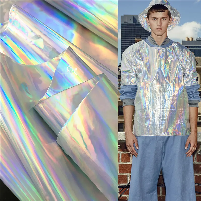 50 см* 135 см/шт фантомный цвет лазер ТПУ дизайнерская Ткань зеркальная отражающая сумка для одежды водонепроницаемая, чем ПВХ кожа