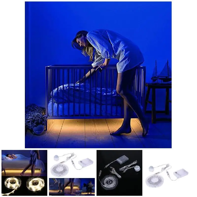 

1/1.5 M Motion Activated Bed Light IP65 Waterproof Flexible USB LED Strip Sensor Night Light Illumination for Bed Hallways Stair