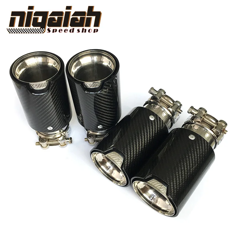 

DHL free shipping 2PCS Brand New Car Carbon Fiber SUS304 Stainless Exhaust End Tail Tips 2.5'' in, 3.5'' out for BMW M3 M4