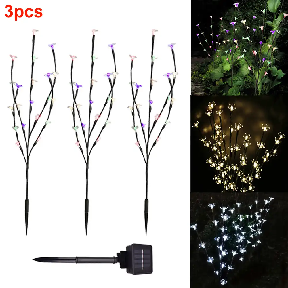 3pcs Set Energy Saving Solar Lamp Cherry Tree 60 Led Decoration