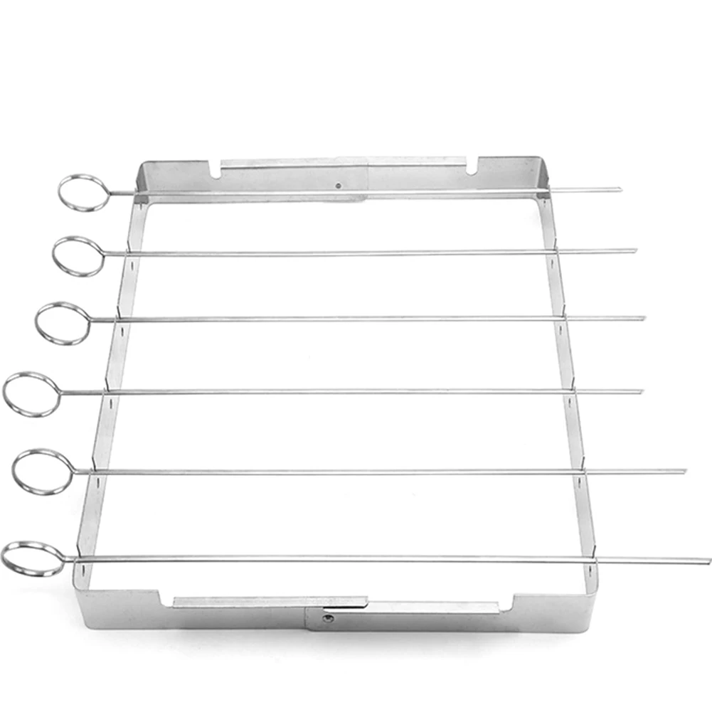

Stainless Steel Durable BBQ Skewers Flat Grilling Simple Outdoor Barbecue Superior Forks Tool Rack Included Reusable Sticks