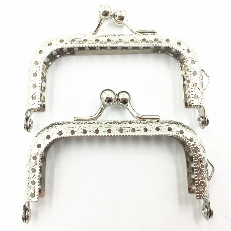 1Pc Silver Tone Rectangle Metal Frame Kiss Clasps Clips Lock Coin Purse