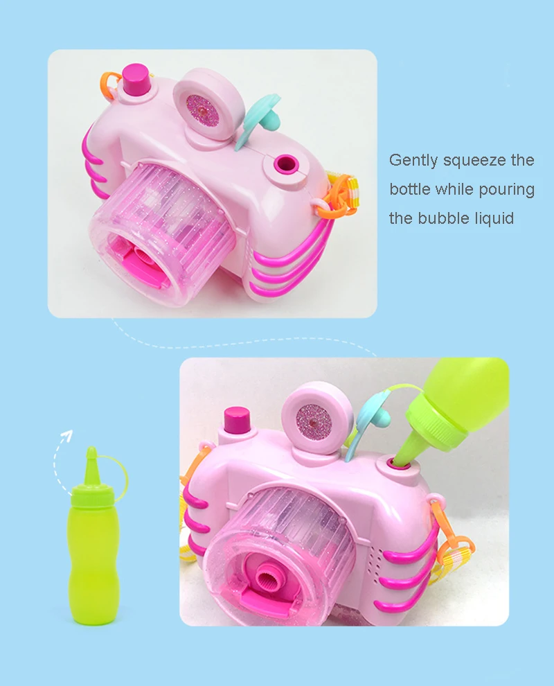 Funny Electric Magic Bubble Blower Machine Cartoon Camera Automatic Bubble Maker With Light Music For Child Kids Outdoor Toys  (10)