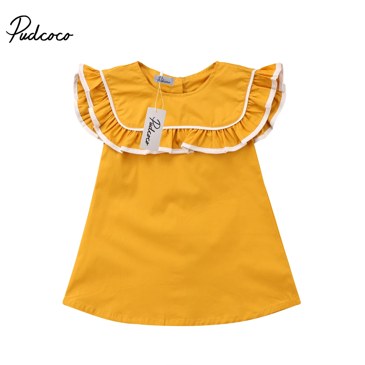 

2018 Brand New Toddler Infant Child Kids Baby Girl Dress Summer Sleeveless Party Princess Ruffled Sundress Solid Clothes 1-6T