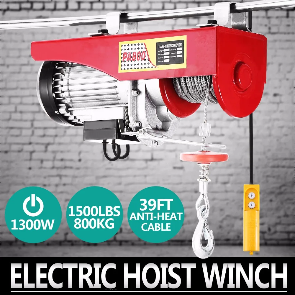 

Electric Hoist Lift 1500LBS 680KG Overhead Electric Hoist 110V Electric Wire Hoist Remote Control Garage Auto Shop Overhe