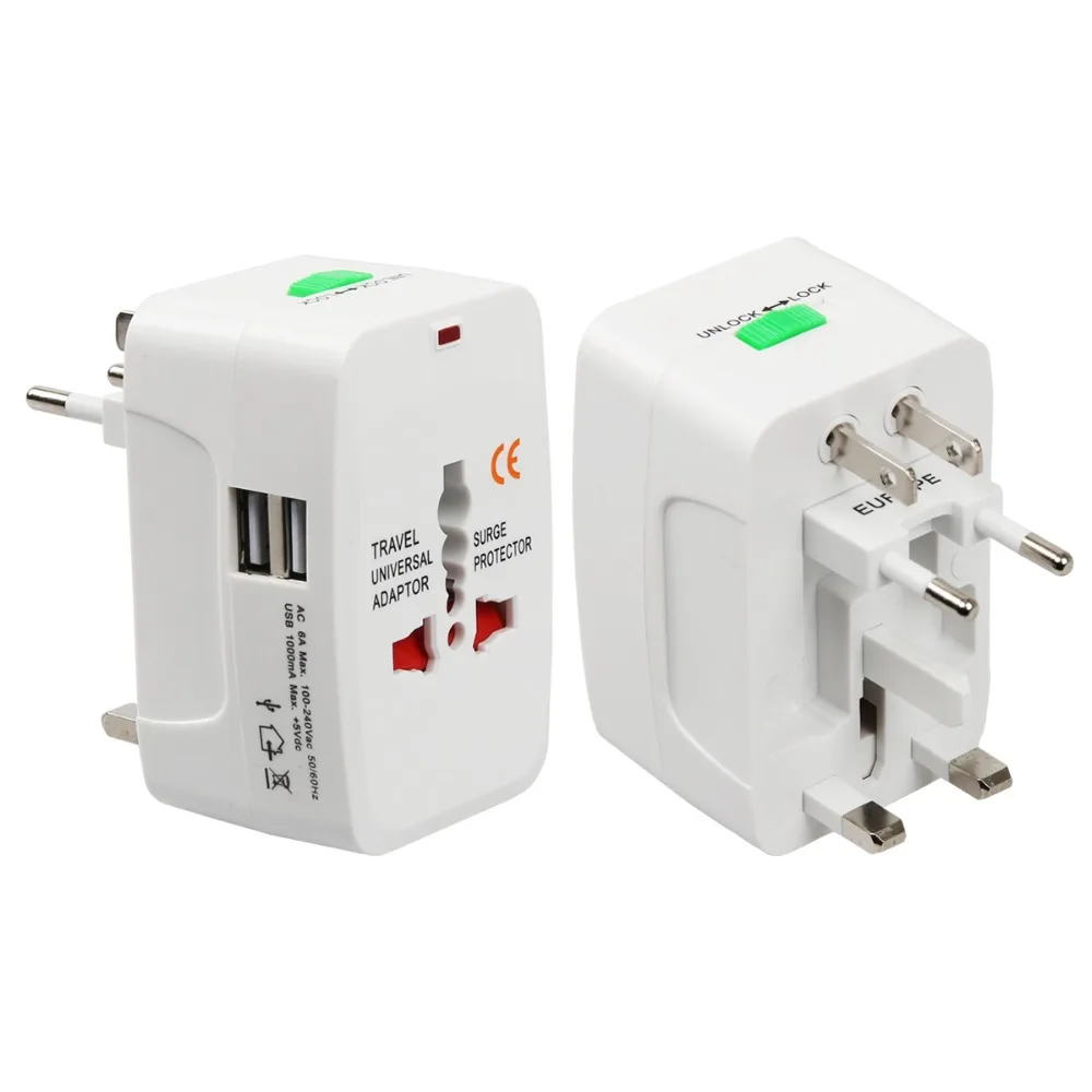 

All in One Universal International Plug Adapter 2 USB Port World Travel AC Power Charger Adaptor with AU US UK EU converter Plug