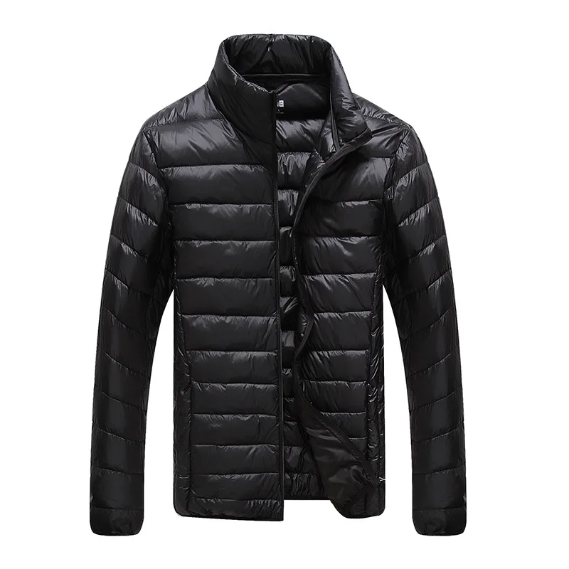 Большой размер, ультра весомая тонкая теплая белая куртка на гусином пуху, мужской пуховик, верхняя одежда, большой размер M-6XL,, осень, зима - Цвет: black