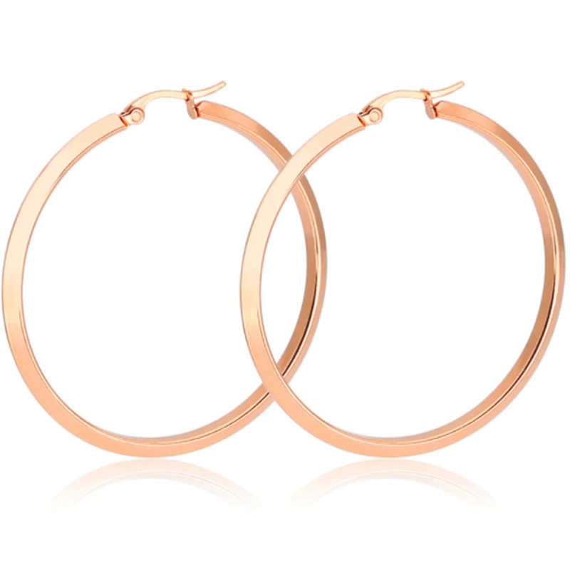 

new titanium stainless steel high quality rose gold silver big stud earring for women men hyperbole ear clip fashion jewelry