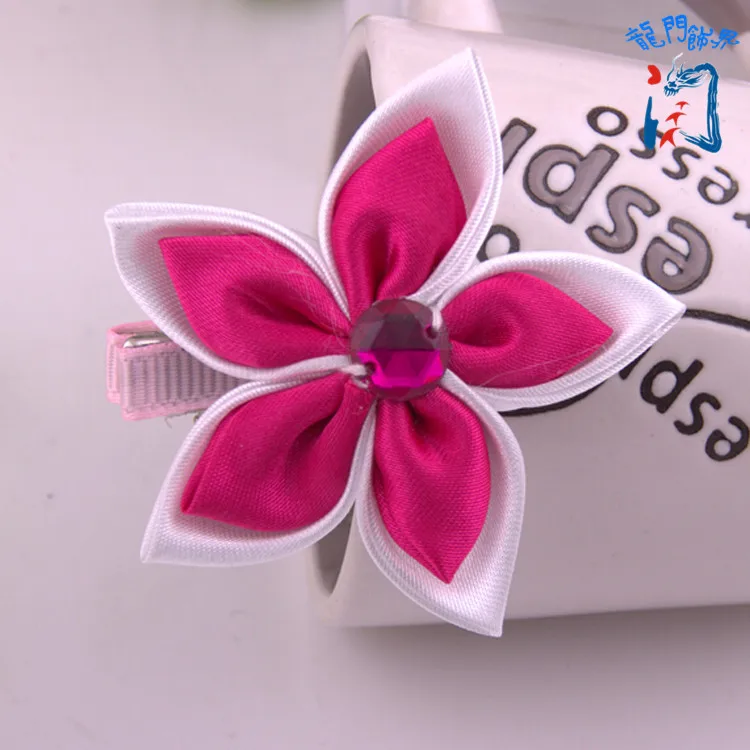 2017 Popular hand making hair accessories partysu colors five lobus apicalis flowers hairpins girls crystal hair