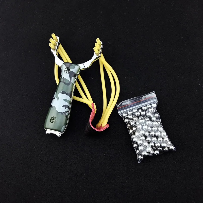 1 slingshot 100pcs 6mm Steel ball ammo sets powerful rubber bands