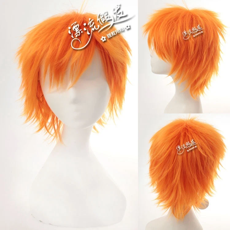 

BLEACH Kurosaki Ichigo Naruto Pain Short Curly Cosplay Wigs for Man Boys Heat Resistant Synthetic Fake Hair Wig Anime Orange