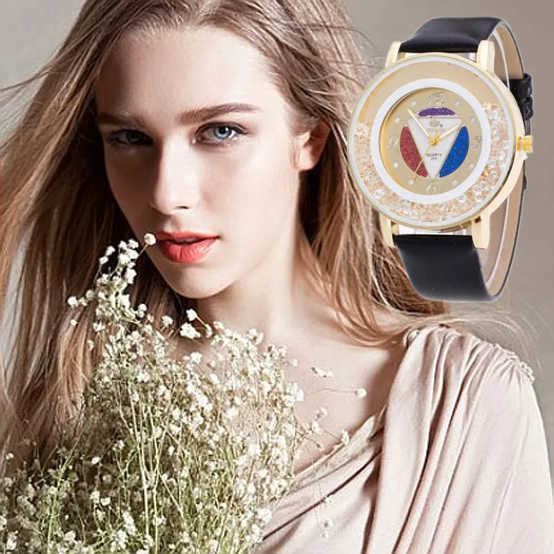 De Luxe часы женские кварцевые часы Montre Femme Acier Inoxydable со стразами женские часы Horloge Dames @ 50