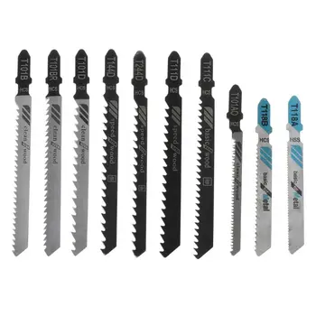 

10pcs Assorted HSS HCS T144D T244D T101B T101D T101BR T111C T127D T119BO T118A T101AO Reciprocating Jigsaw Blades Set For Cuttin