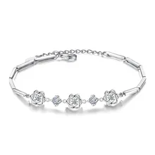 Стерлингового серебра 925 Модный Блестящий Кристалл Звезда женские браслеты ювелирные изделия женский подарок на день рождения оптом Прямая