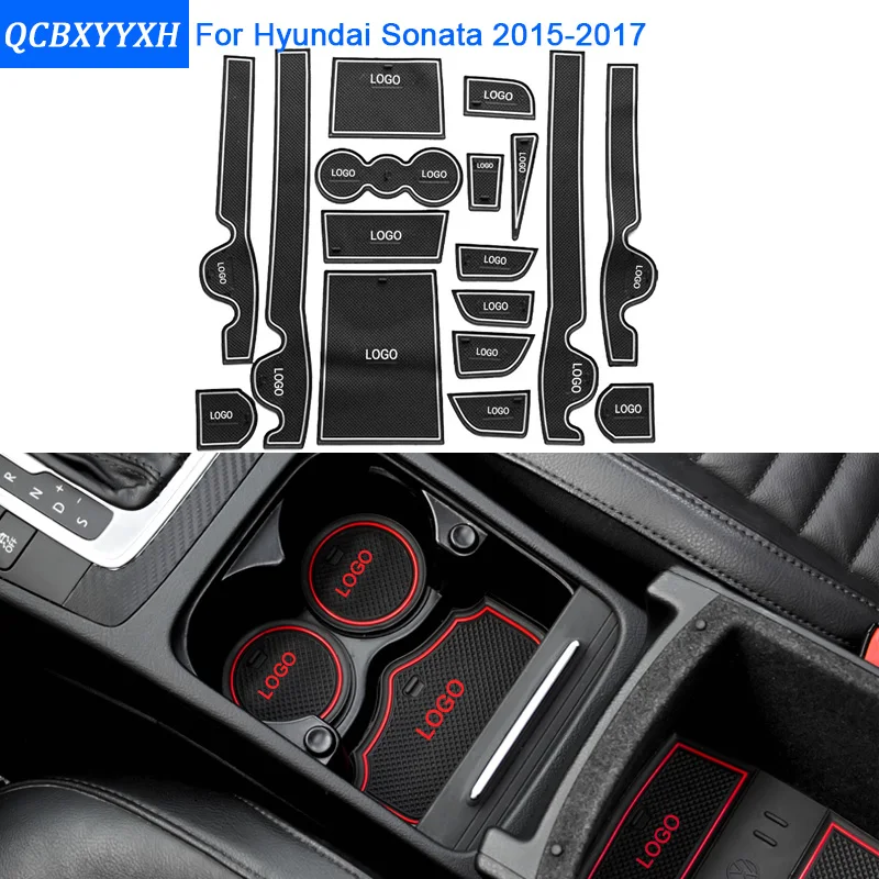 

17Pcs/Set For Hyundai 9th Sonata 2015-2017 Car Styling Slot Pad Interior Door Groove Mat Latex Anti-Slip Cushion Car Dedicated