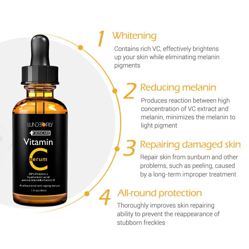 spesifikasi Serum Vitamin C Whitening   Anti Aging Memudar Tempat Menghilangkan Bintik Anti Winkles Cream Pelembab Wajah VC 30 Ml