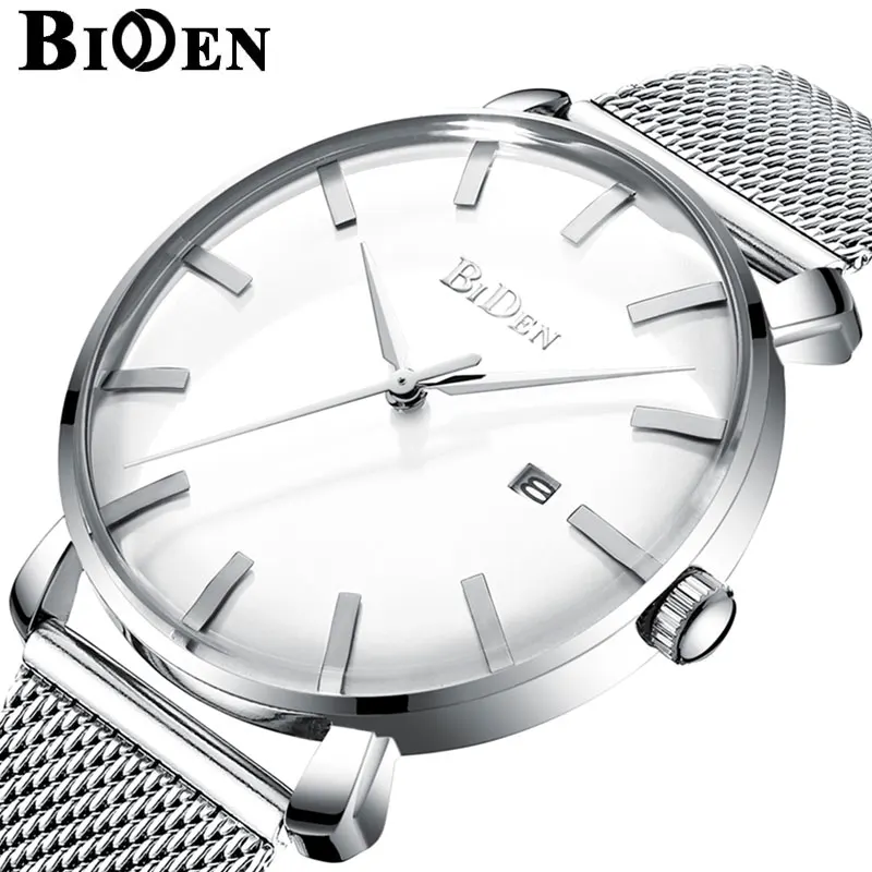 

Biden Brand Crystal Dial Man Wristwatches Quartz Waterproof Casual Watches Fashion Luxury Mesh belt calendar clocks zegarki mesk