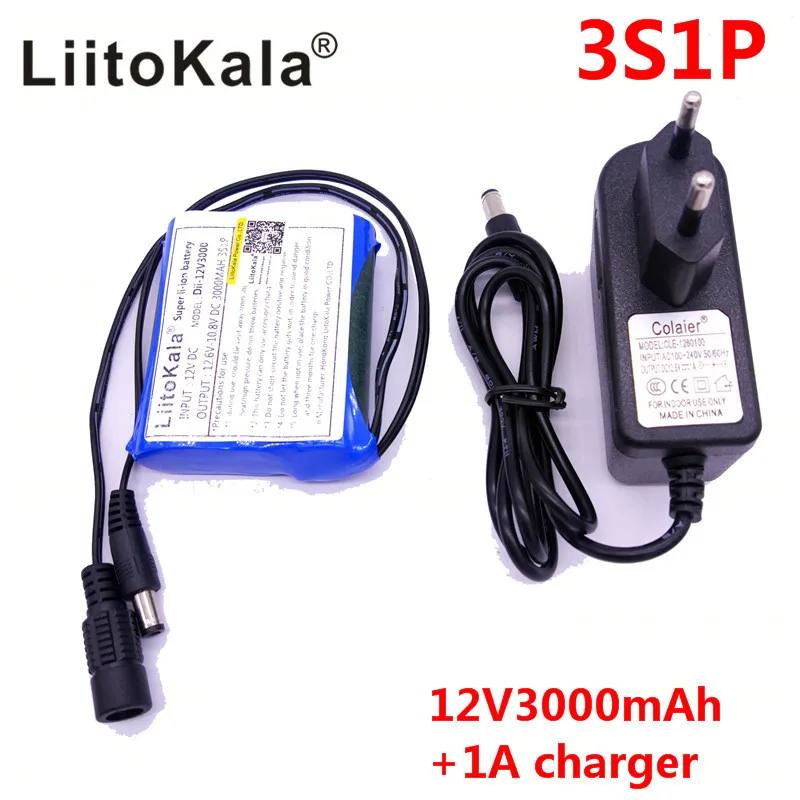 HK LiitoKala Dii-12V3000 DC 12V 3000mAh 18650 Li-lon DC12V супер перезаряжаемая батарея P+ EU AC зарядное устройство
