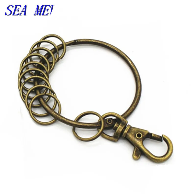 SEA MEW 73mm Circle Antique Bronze Round Key Rings Vintage Metal Zinc