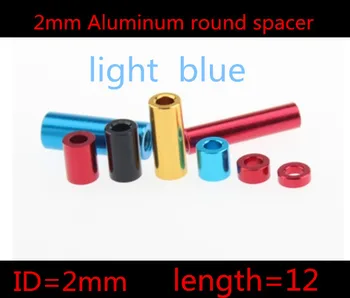 

20pcs/lot 2mm 2*12mm Light Blue anodized Aluminum Standoff Spacer OD=4mm Through Hole