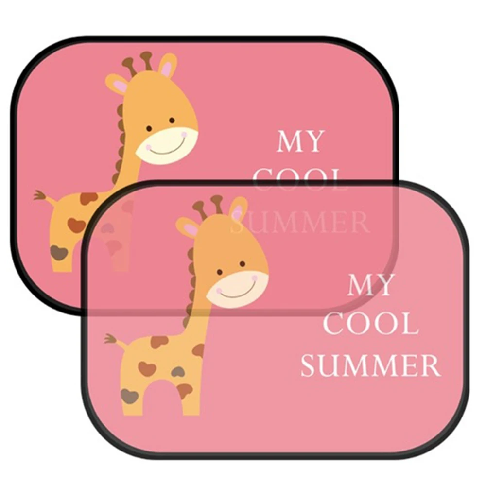 2pcs/set Cute Cartoon Car Side Window Sunshade Sun Visor Kids Baby Car Sun Protector Universal - Цвет: Giraffe