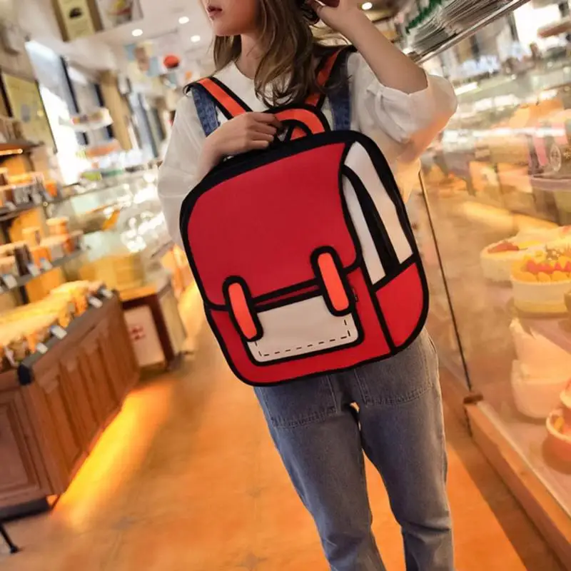Модные 3D мультфильм рюкзак милые мягкий подгузник сумки 2D рисунок для женщин Рюкзак Студенческая сумка комиксов путешествия Детские