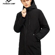 Пионерский лагерь новые толстые зимние мужские пуховики брендовая одежда с капюшоном черные сплошные длинные теплые пуховики с белым утиным пухом мужские AYR705257