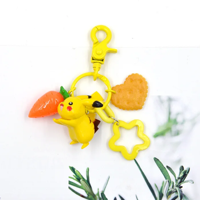 

2019 New Fashion Jewelry Pokemon Keychain Cute Pikachu Key Finder Colorful Enamel Cartoon Key Rings Holder for Women Men Gift
