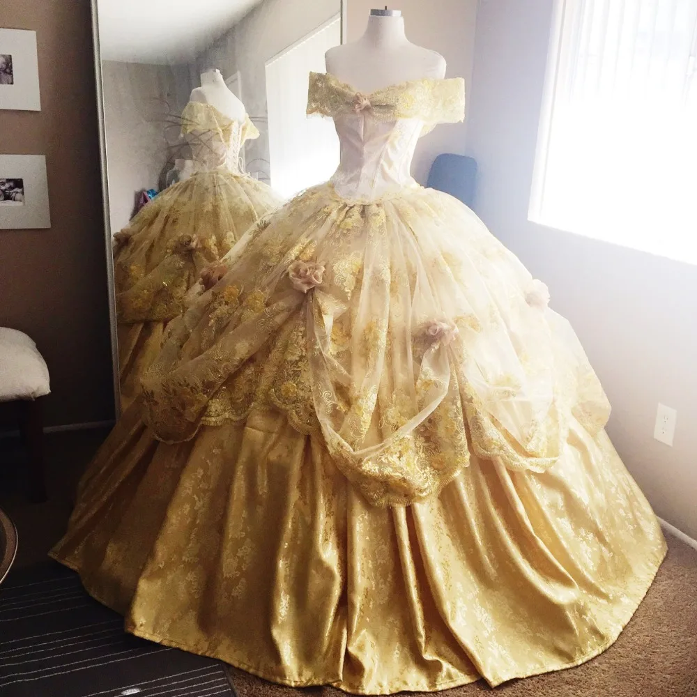 belle inspired prom dress